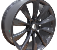 21x8.5 Tesla Model S Model X Gloss Gunmetal Twist Spoke Style Wheels