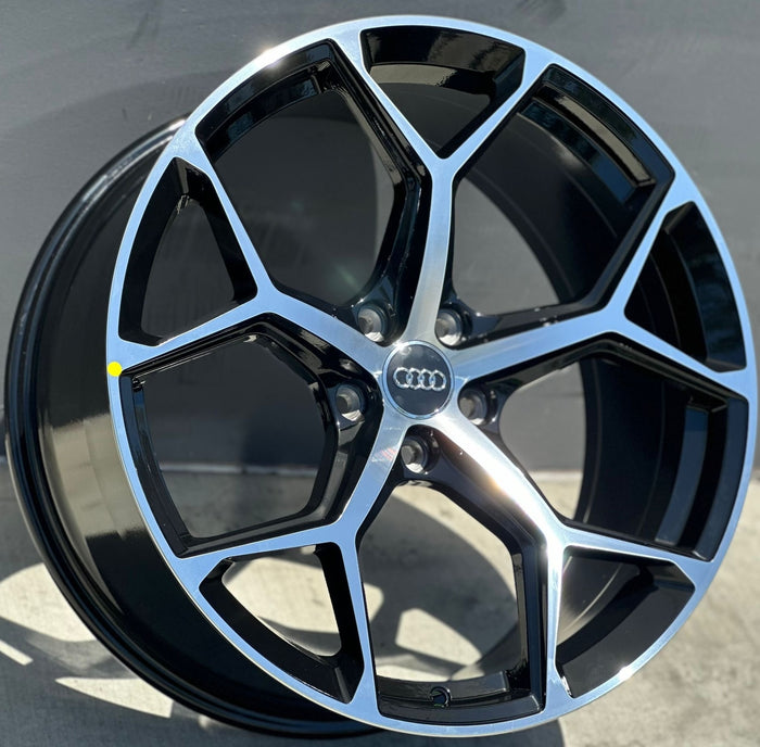 20 Inch Audi Rims A4 A5 A6 A7 A8 S4 S5 S6 S7 S8 RS5 RS6 RS7 Black Machined Wheels