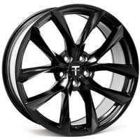 22" Tesla Model S Model X Staggered Satin Black Twist Spoke Style Wheels