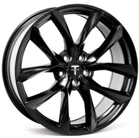 22" Tesla Model S Model X Staggered Satin Black Twist Spoke Style Wheels