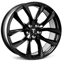 22" Tesla Model S Model X Staggered Satin Black Twist Spoke Style Wheels