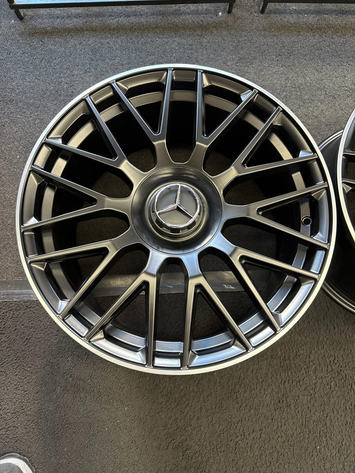 20 Inch Rims Mercedes Mercedes E CLASS S CLASS CL Staggered Satin Black Machined Lip Wheels