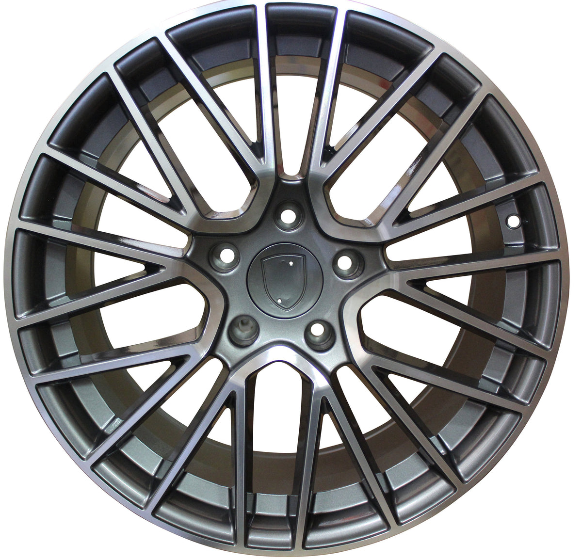 21 Inch Rims Fits Porsche Cayenne Turbo S GTS Base Black Machined Spyder Mesh Wheels