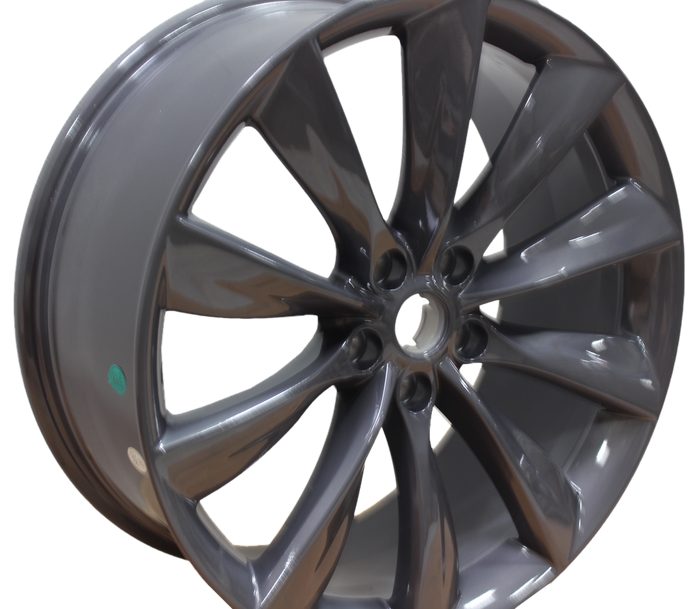 21x8.5 Tesla Model S Model X Gloss Gunmetal Twist Spoke Style Wheels