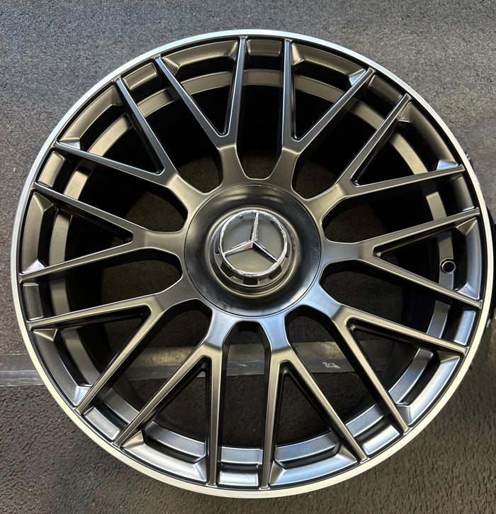 20 Inch Rims Mercedes Mercedes E CLASS S CLASS CL Staggered Satin Black Machined Lip Wheels