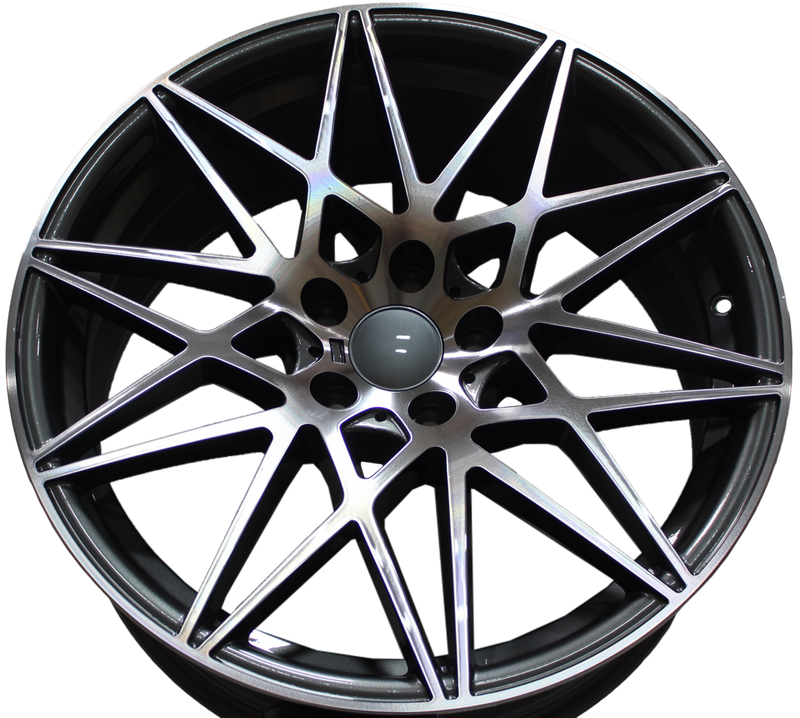 20 Inch Staggered Rims Gunmetal Machined 666 Style Wheels