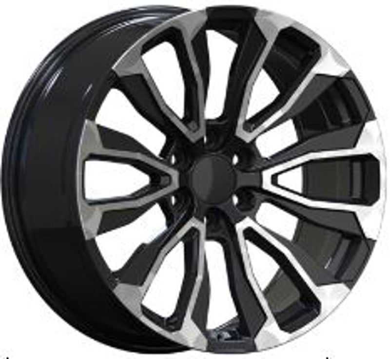 24 INCH GMC/CHEVY RIMS SIERRA DENALI YUKON TAHOE SUBURBAN ESCALADE LTZ BLACK MACHINED TRAIL BOSS WHEELS