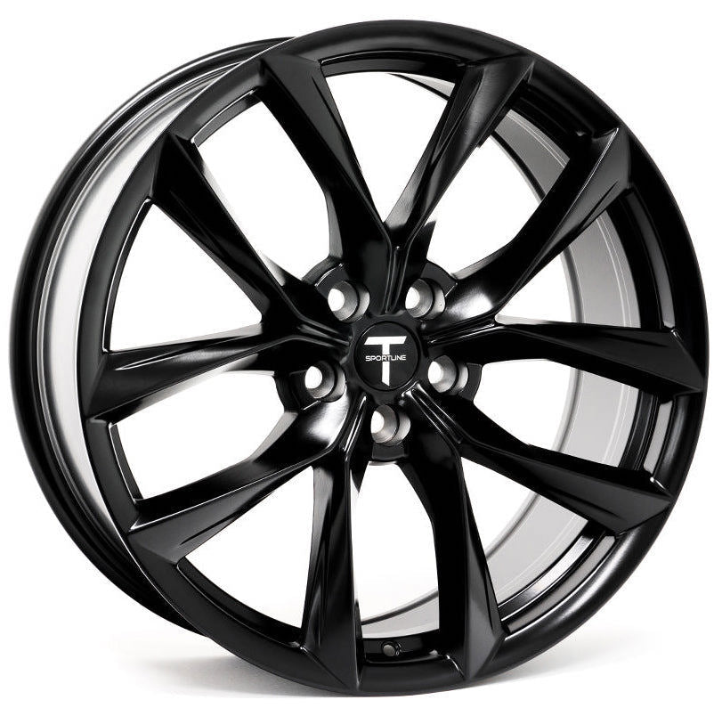 22" Tesla Model S Model X Staggered Satin Black Twist Spoke Style Wheels