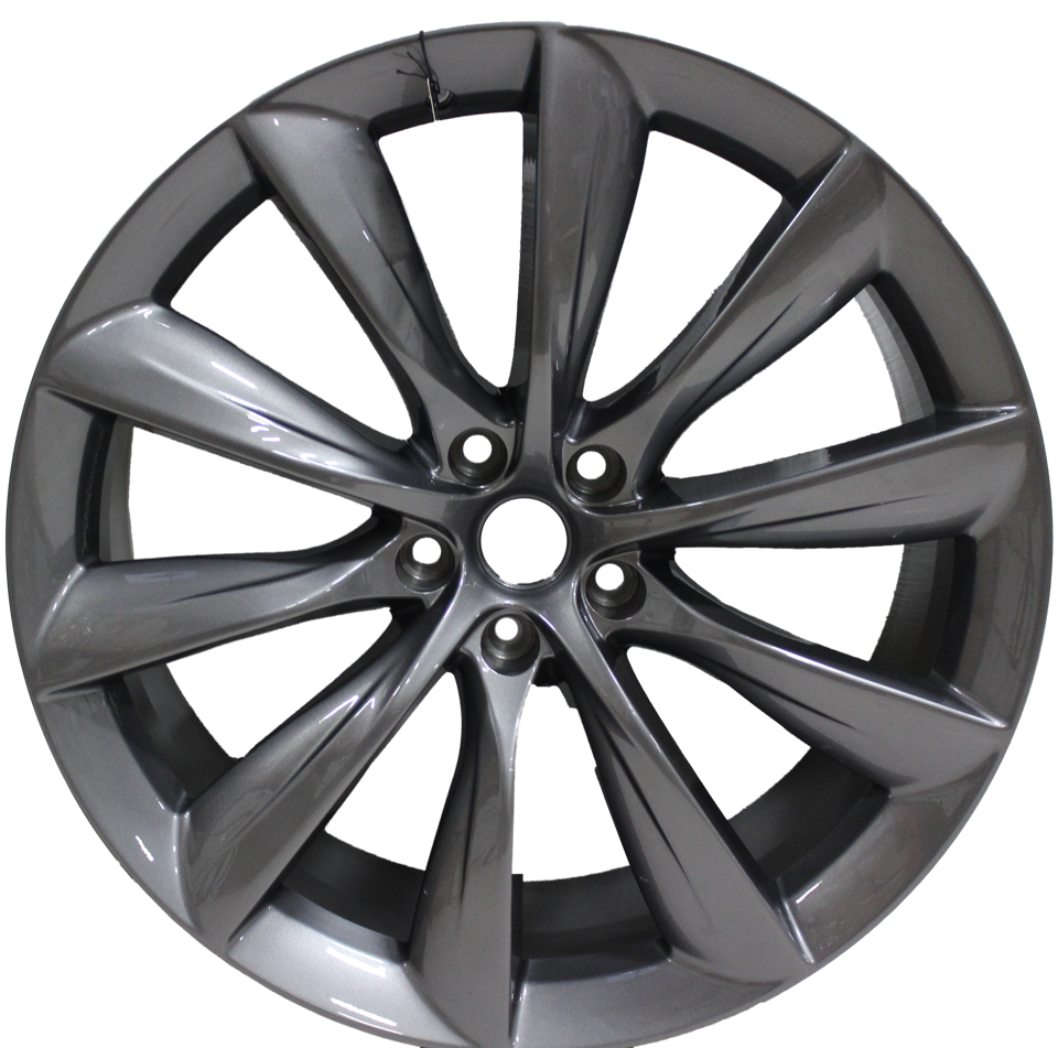 22x9 Tesla Model S Model X Gloss Gunmetal Updated Twist Spoke Style Wheels