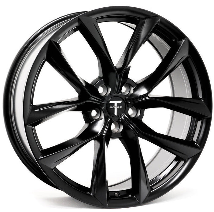 22" Tesla Model S Model X Staggered Satin Black Twist Spoke Style Wheels