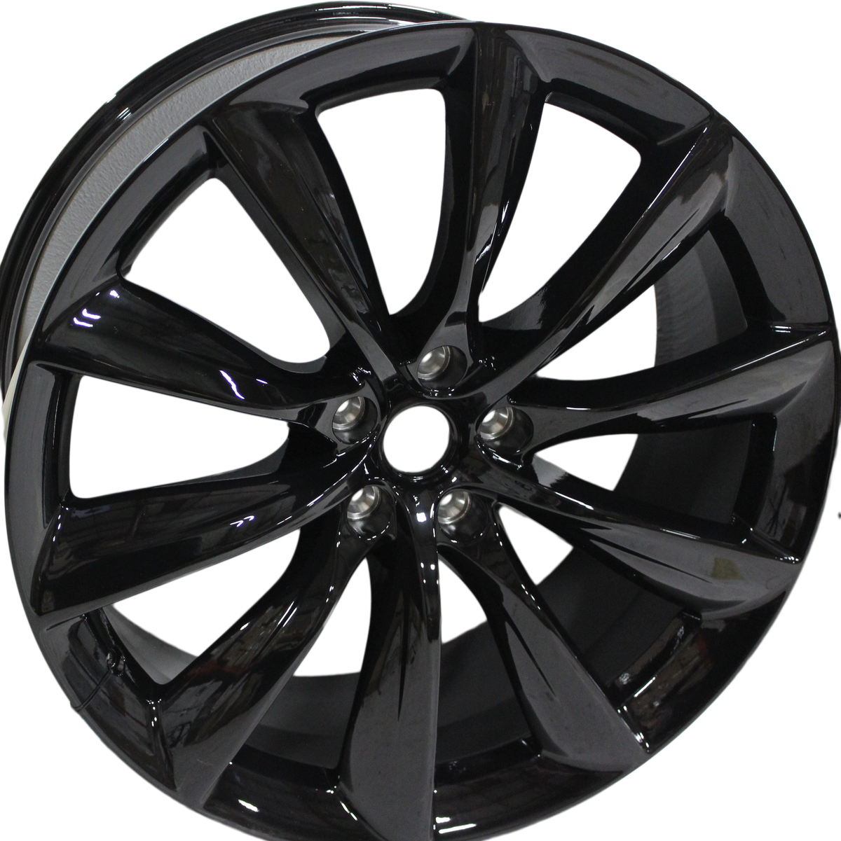 22x9 Tesla Model S Model X Gloss Black Updated Twist Spoke Style Wheels