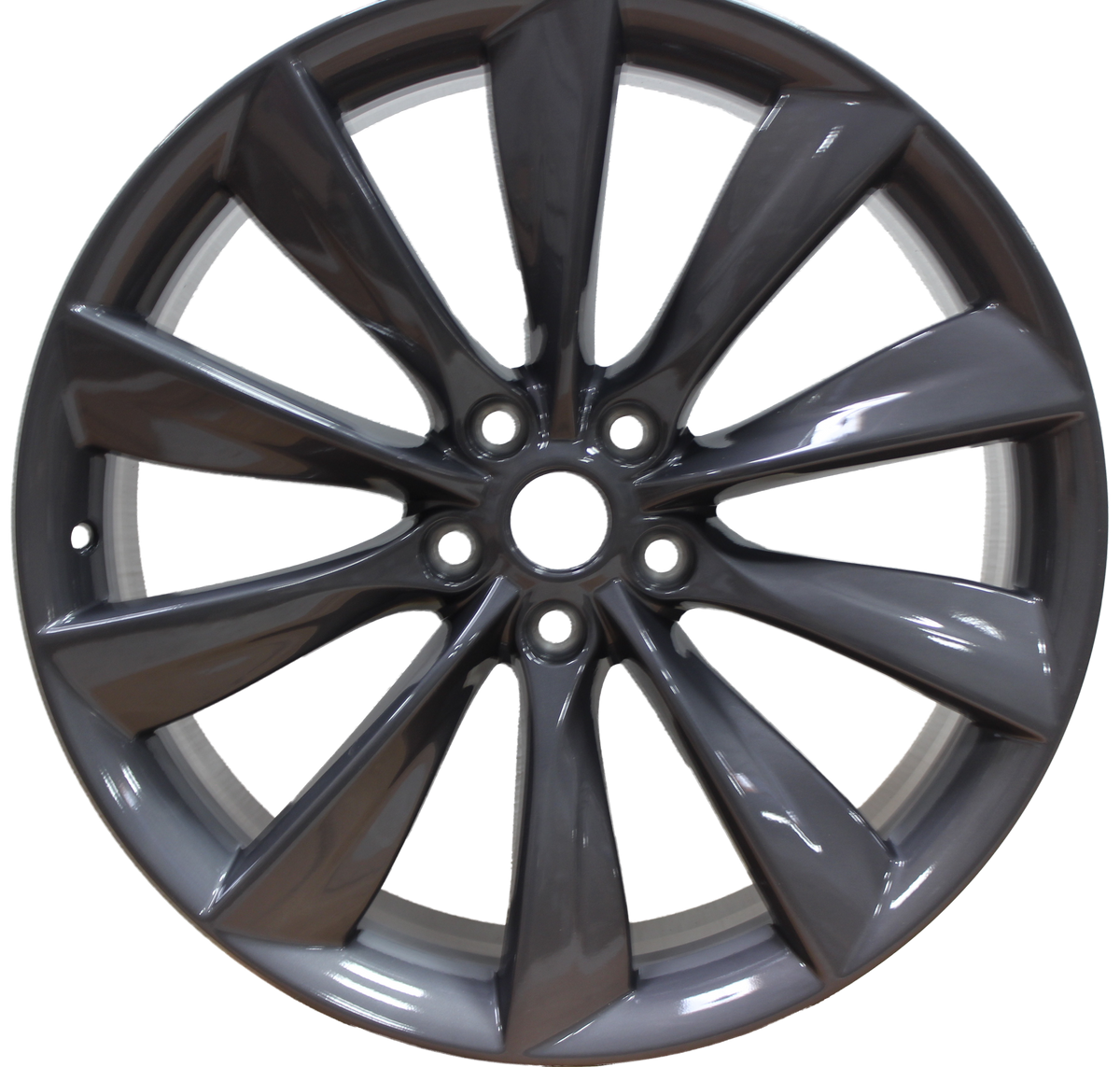 21x8.5 Tesla Model S Model X Gloss Gunmetal Twist Spoke Style Wheels
