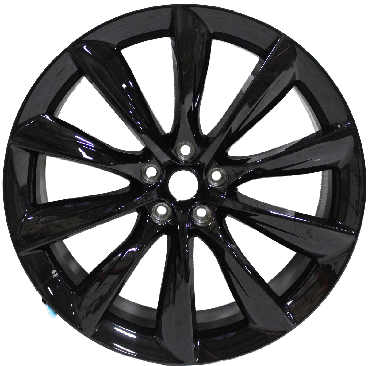 22" Tesla Model S Model X Staggered Gloss Black Updated Twist Spoke Style Staggered Wheels