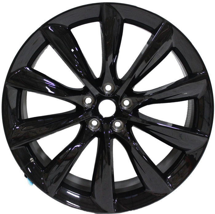 22" Tesla Model S Model X Staggered Gloss Black Updated Twist Spoke Style Staggered Wheels