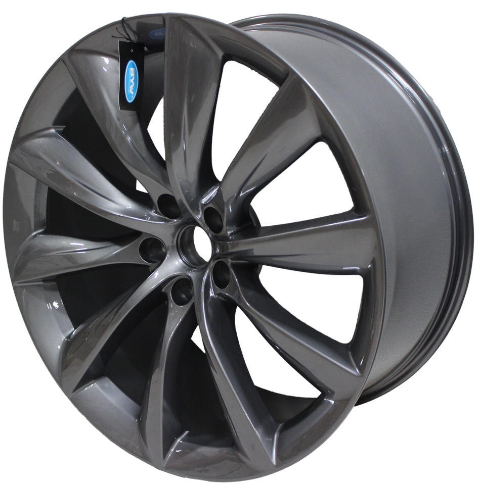 22" Tesla Model S Model X Staggered  Gloss Gunmetal Updated Twist Spoke Style Wheels