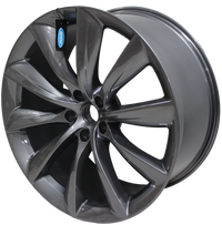 22" Tesla Model S Model X Staggered  Gloss Gunmetal Updated Twist Spoke Style Wheels