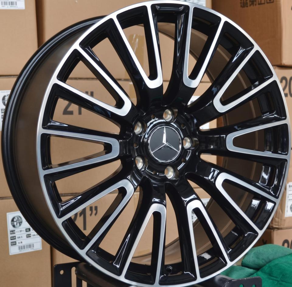 20" Mercedes S-Class E-Class Staggered Black Machined Face Style 75 Wheels