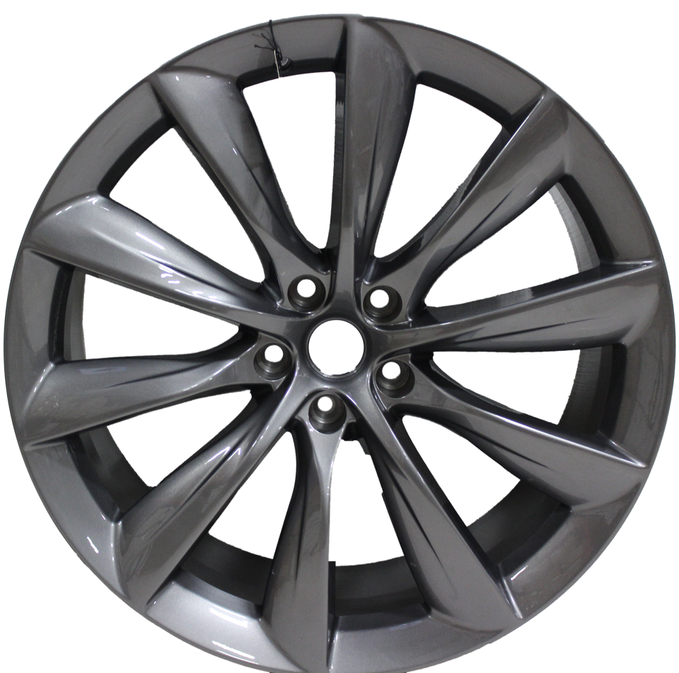 22" Tesla Model S Model X Staggered  Gloss Gunmetal Updated Twist Spoke Style Wheels