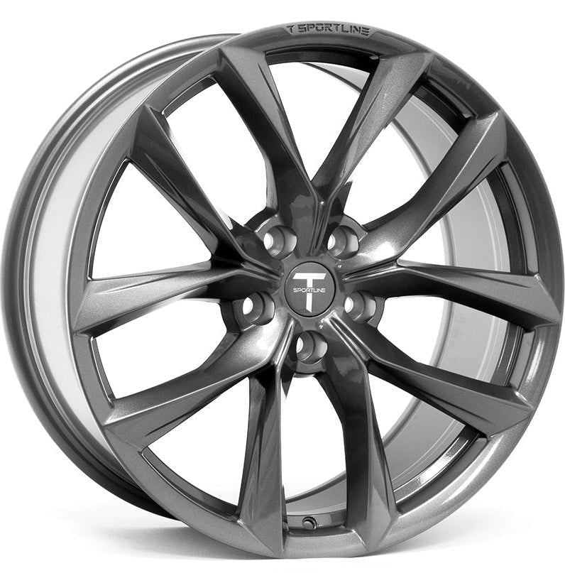 21' Inch Tesla Model S Model X Satin Black Twist Spoke Style Wheels