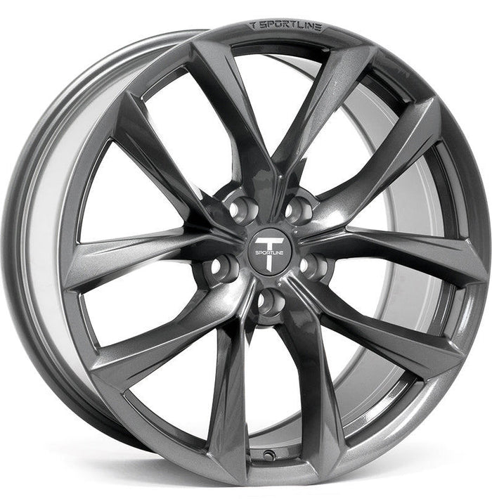 21' Inch Tesla Model S Model X Satin Black Twist Spoke Style Wheels