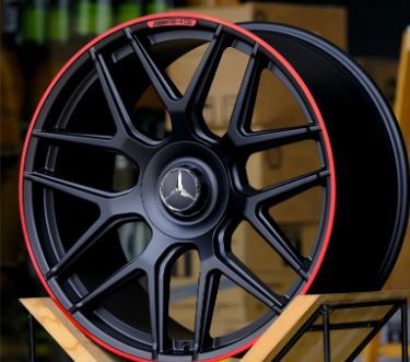 22 Inch Mercedes GLE ML GL GLS Rims GLE53 GLE580 GLE500 GLE450 GLE350 GL63 GL550 GLE GLS Satin Black with Red Lip Wheels