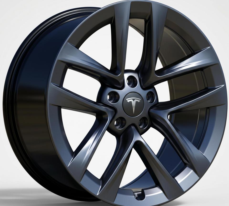 22" Tesla Model S Model X Staggered Satin Black Wheels & Rims