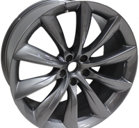 22" Tesla Model S Model X Staggered  Gloss Gunmetal Updated Twist Spoke Style Wheels