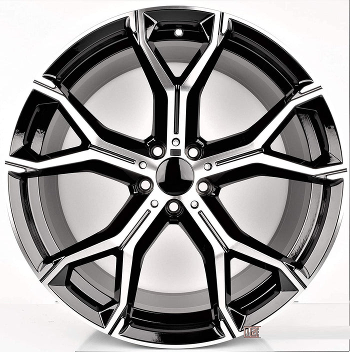 22 Inch Rims Fits BMW X6 X5 X4 M Sport Style Staggered Black Machined Face Wheels