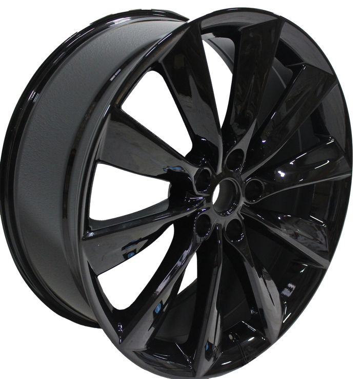 21x8.5/9 Staggered Tesla Model S Model X Model X Gloss Black Twist Spoke Style Wheels