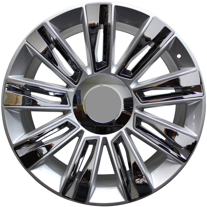 26 INCH RIMS ESCALADE SUV & ESV PLATINUM SIERRA TAHOE YUKON WHEELS SILVER WITH CHROME INSERTS