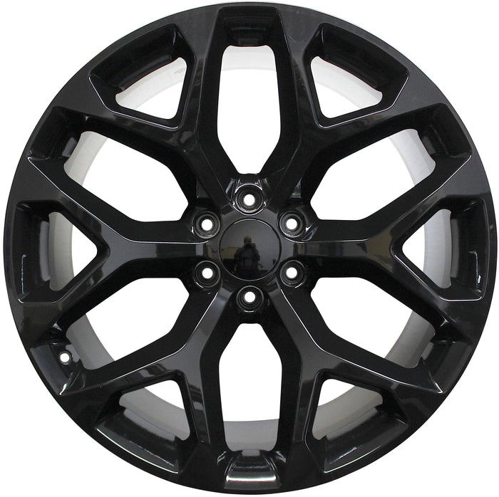 20 INCH GMC/CHEVY RIMS SIERRA DENALI YUKON TAHOE SUBURBAN AVALANCHE LTZ BLACK SNOWFLAKE WHEELS
