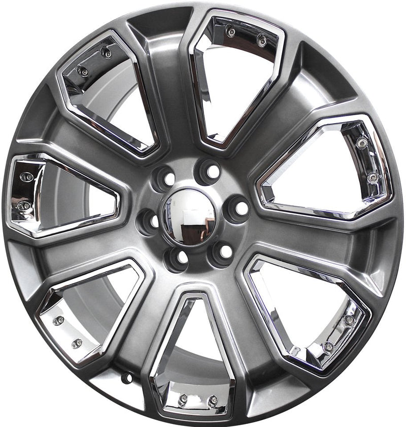24 Inch Chevy/GMC Rims Tahoe Yukon Sierra Silverado Suburban Avalanche LTZ Wheels Chrome Inserts