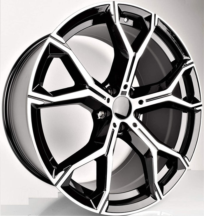 22 Inch Rims Fits BMW X6 X5 X4 M Sport Style Staggered Black Machined Face Wheels