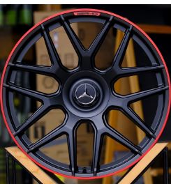 22 Inch Mercedes G Wagon G550 Rims G Class G65 G63 G55 G500 Style Wheels Satin Black with Red Lip