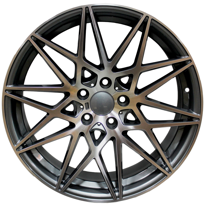 20 Inch Staggered Rims Gunmetal Machined 666 Style Wheels
