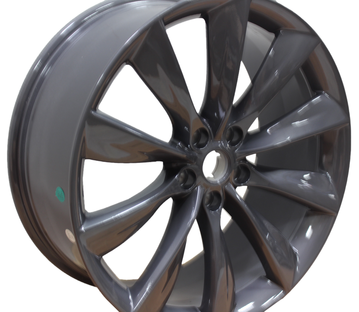 21x8.5 Tesla Model S Model Y Gloss Gunmetal Twist Spoke Style Wheels