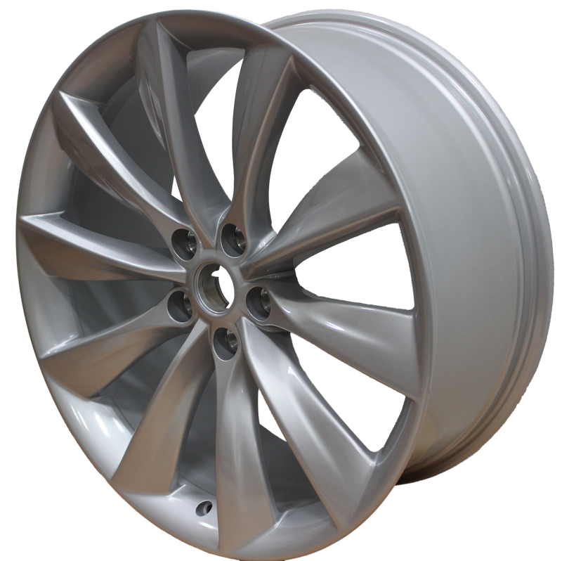 21x8.5 Tesla Model S Model Y Gloss Silver Twist Spoke Style Wheels