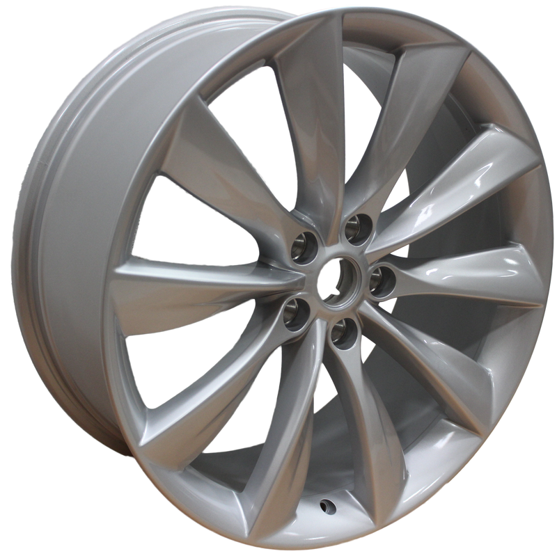 21x8.5 Tesla Model S Model Y Gloss Silver Twist Spoke Style Wheels