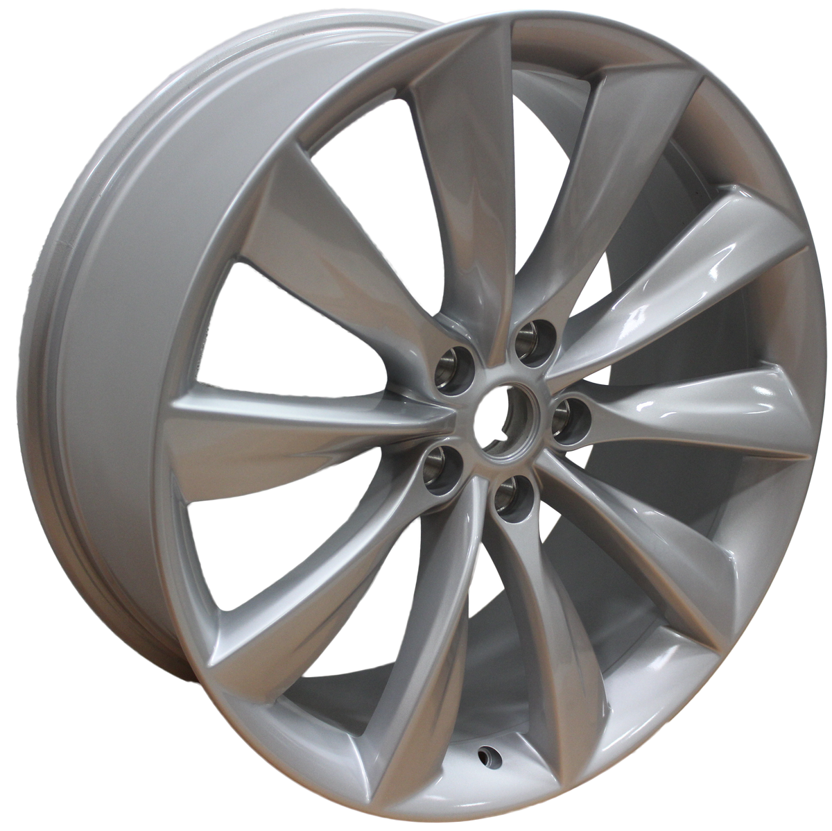 21x8.5 Tesla Model S Model X Gloss Silver Twist Spoke Style Wheels