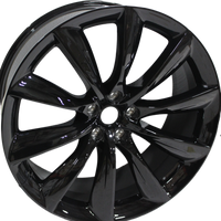 22" Tesla Model S Model X Staggered Gloss Black Updated Twist Spoke Style Staggered Wheels