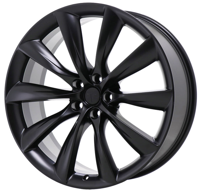 20" Inch Tesla Model Y Model 3 Satin Black Twist Spoke Style Staggered Wheels